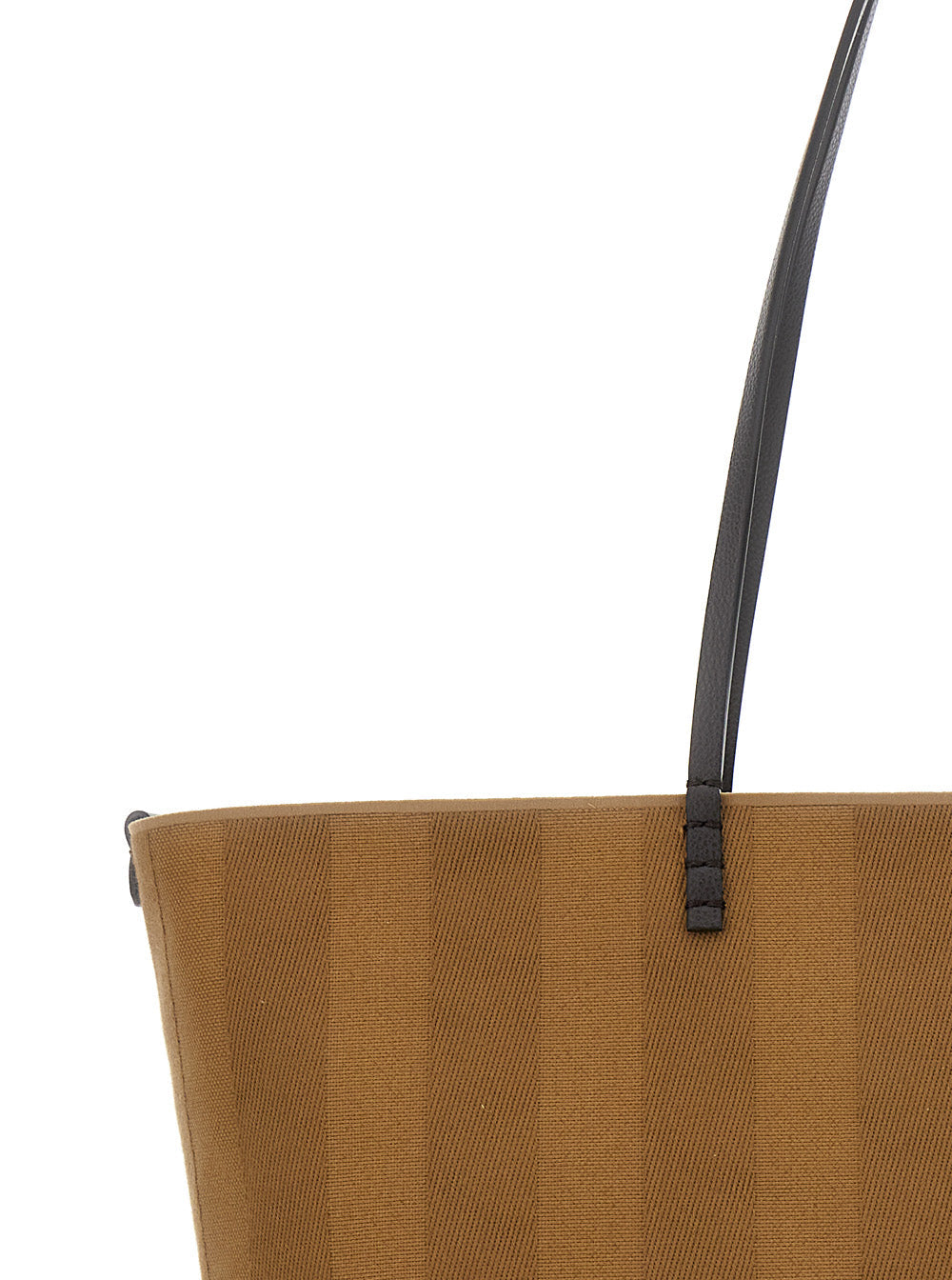 Fendi Women 'Roll Large' Beige Reversible Tote Bag In Striped Chenille Woman