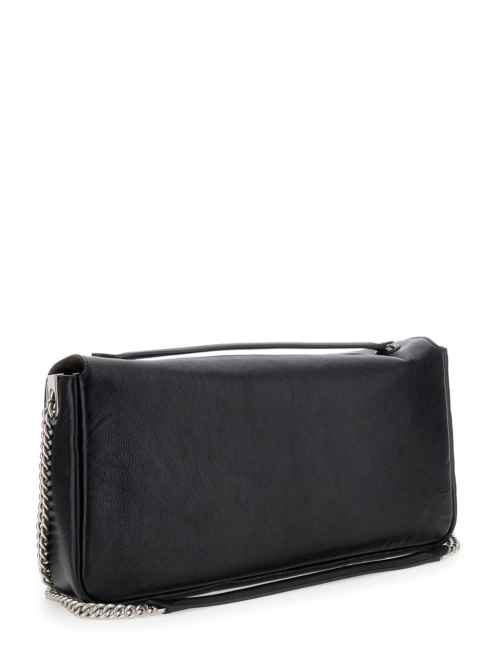 Fendi Women 'Baguette Chain Large' Black Crossbody Bag With Ff Closure In Leather Woman