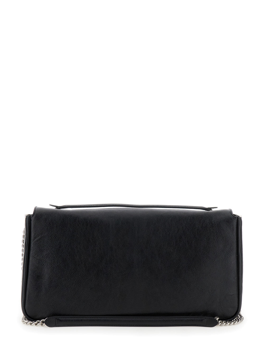 Fendi Women 'Baguette Chain Large' Black Crossbody Bag With Ff Closure In Leather Woman