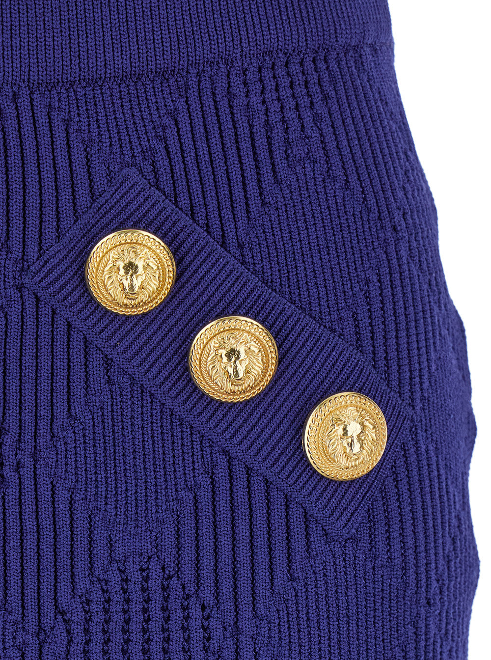 Balmain Women Blue Mini Skirt With Jewel Buttons In Viscose Blend Woman