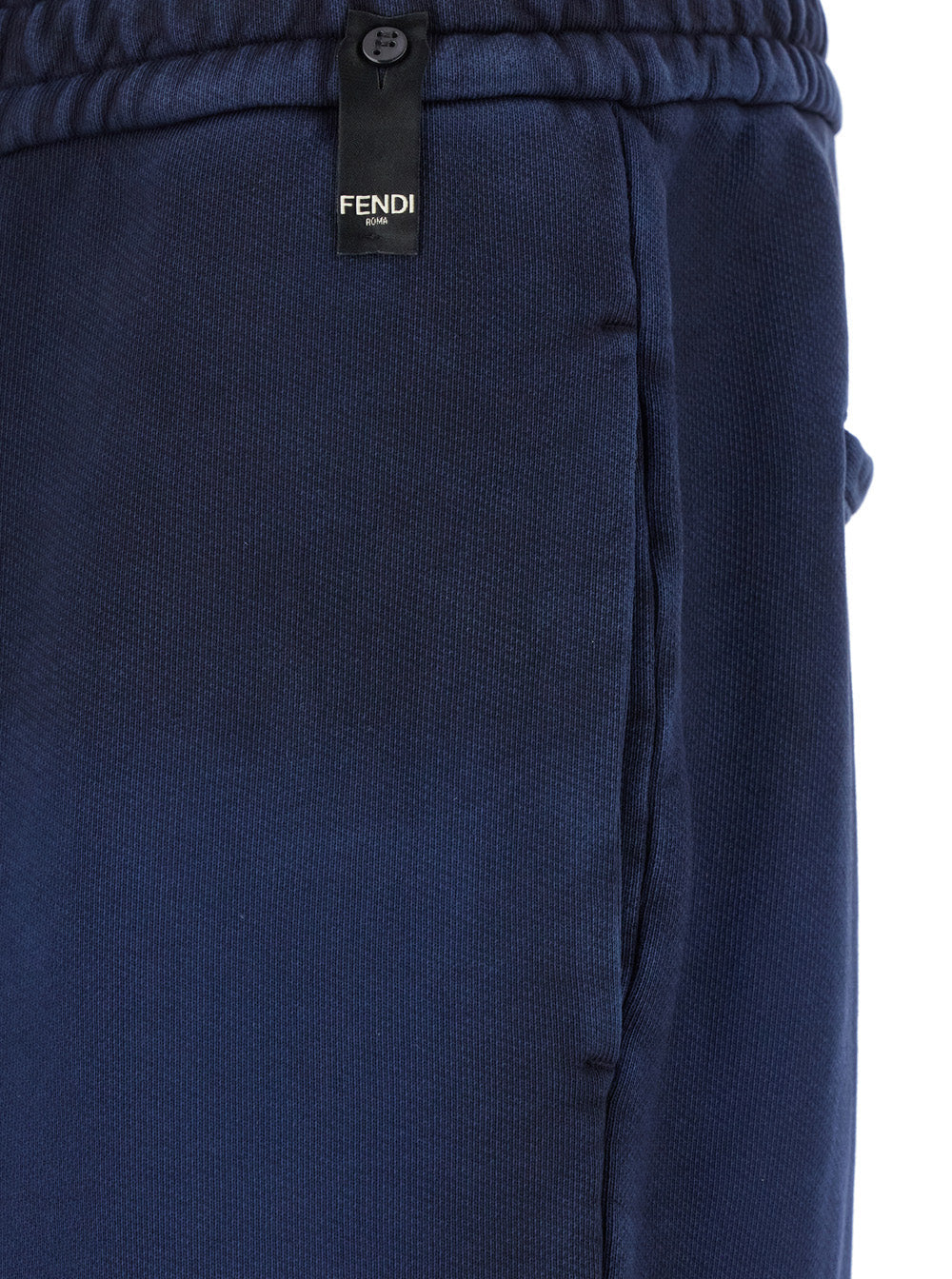Fendi Men Blue Pants With High Elastic Waist In Cotton Man