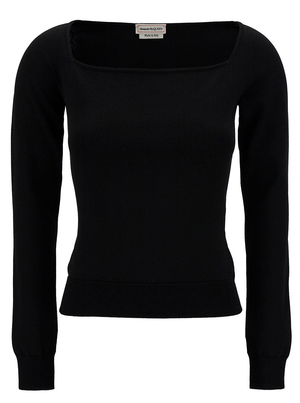 Alexander Mcqueen Women Black Top With Square Neckline In Viscose Blend Woman