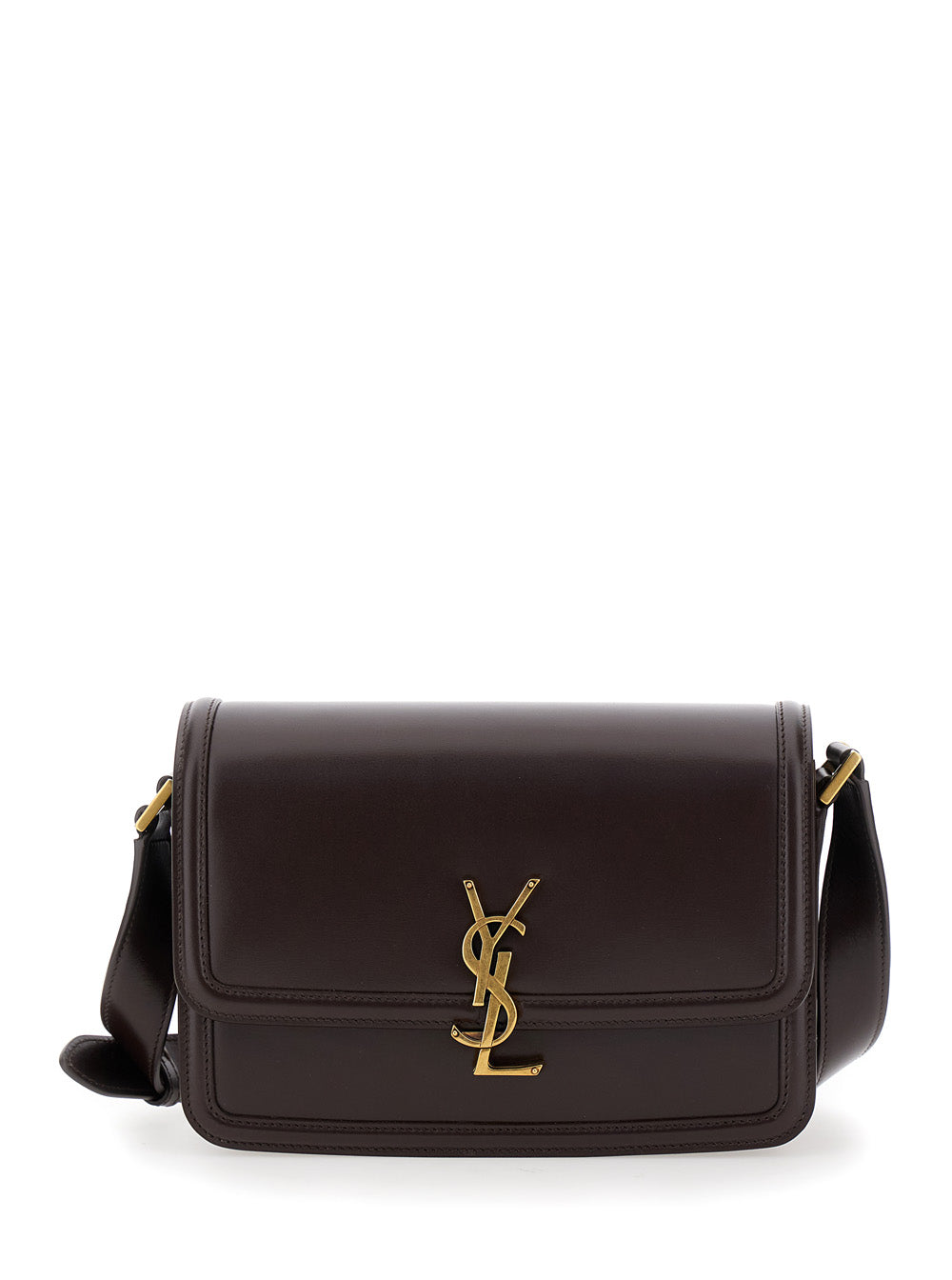 Saint Laurent Men 'Medium Solferino' Brown Satchel Bag With Cassandre In Smooth Leather Man