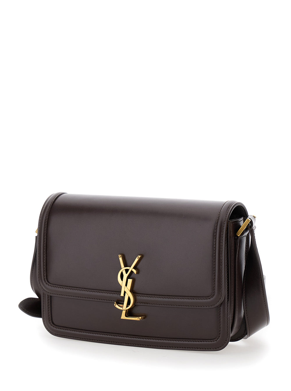 Saint Laurent Men 'Medium Solferino' Brown Satchel Bag With Cassandre In Smooth Leather Man