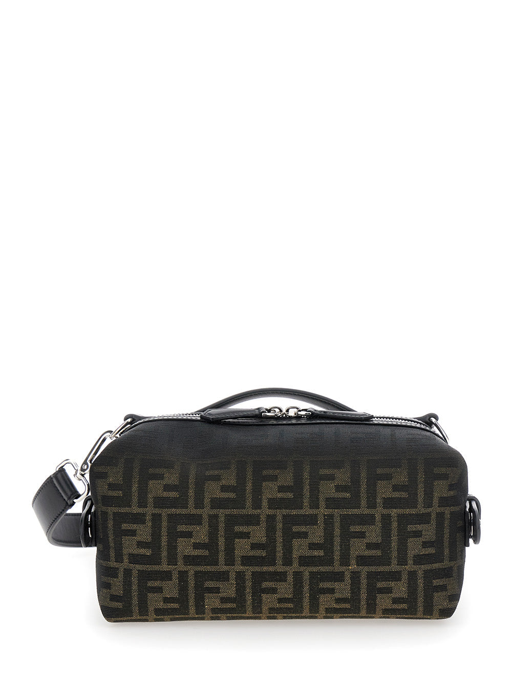 Fendi Men 'Siesta' Brown Small Handbag With Removable Shoulder Strap And All-Over Ff Motif In Leather Man