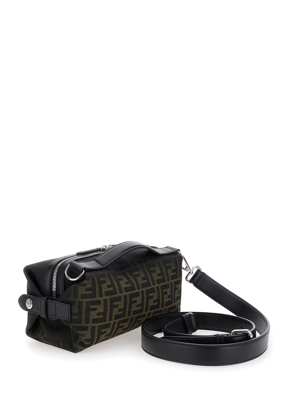 Fendi Men 'Siesta' Brown Small Handbag With Removable Shoulder Strap And All-Over Ff Motif In Leather Man