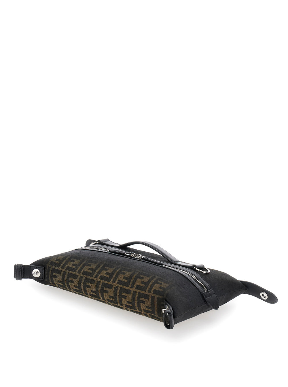 Fendi Men 'Siesta' Brown Small Handbag With Removable Shoulder Strap And All-Over Ff Motif In Leather Man