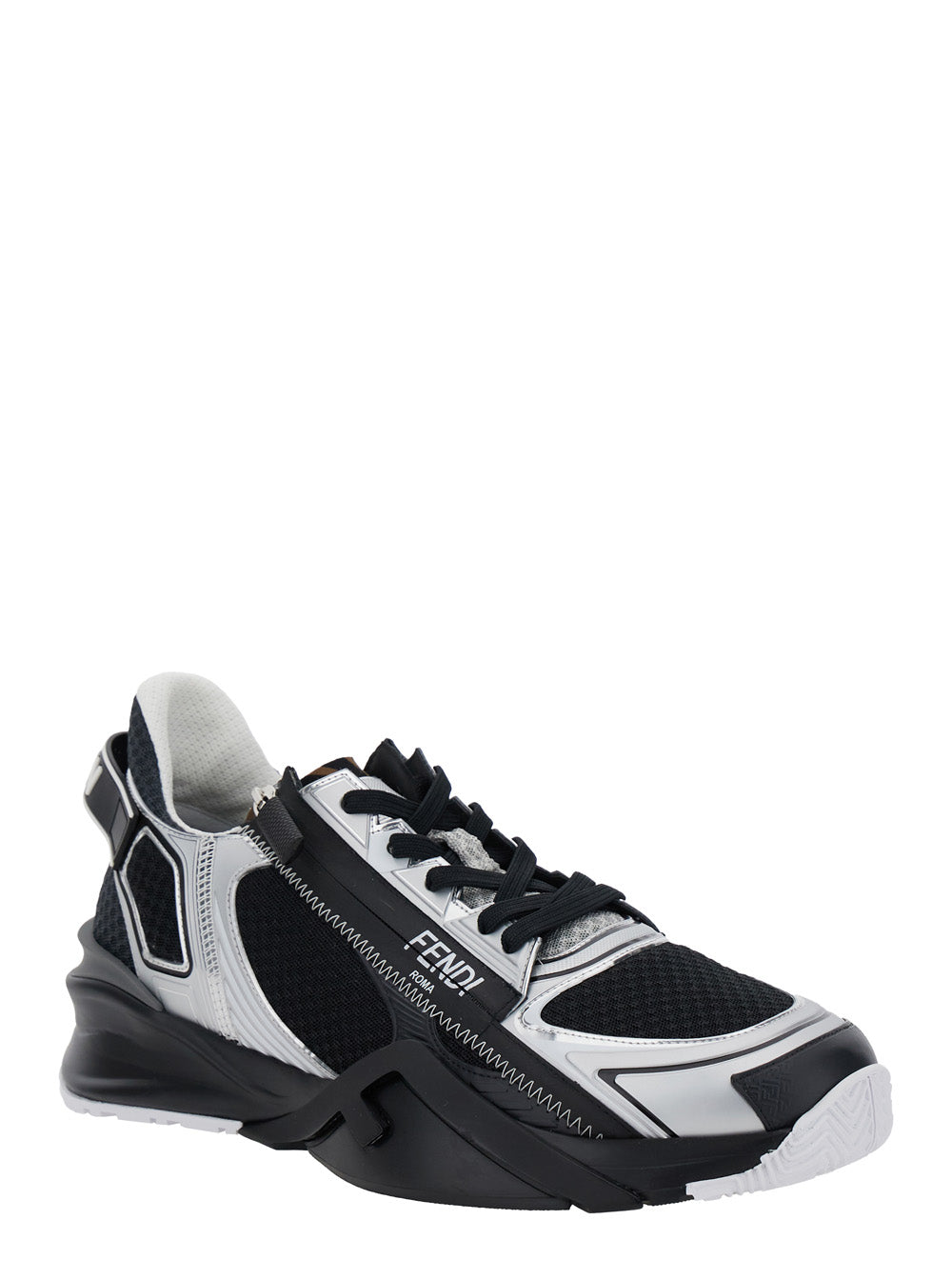 Fendi Men 'Fendi Flow' Black Sneakers With Logo Lettering On Side And Heel In Tech Fabric Man