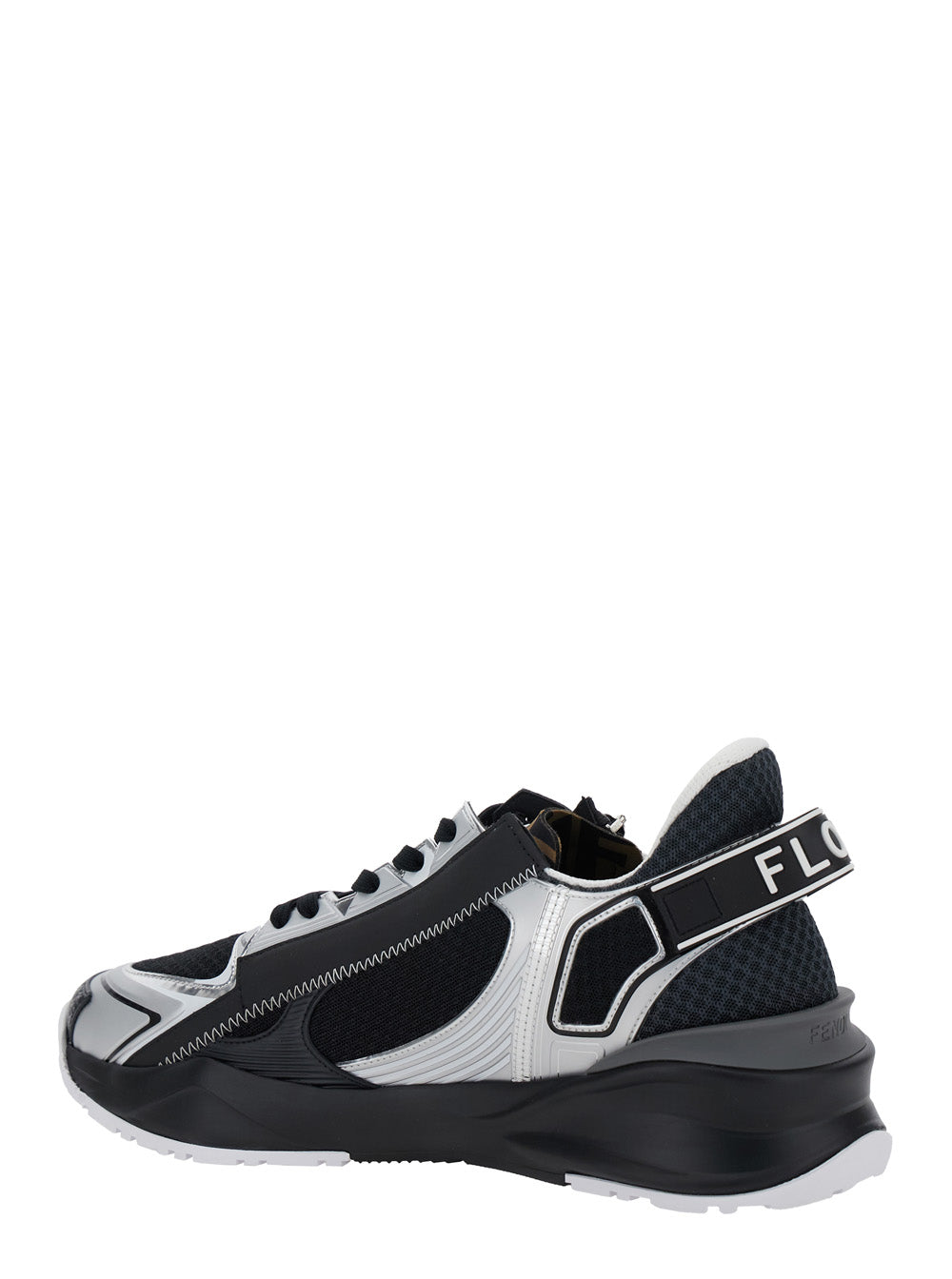 Fendi Men 'Fendi Flow' Black Sneakers With Logo Lettering On Side And Heel In Tech Fabric Man