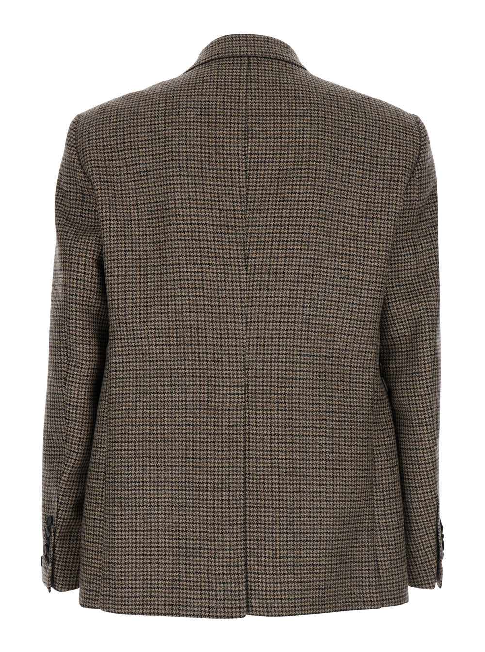 Tagliatore Men Dark Beige Single-Breasted Jacket With Check Motif In Virgin Wool Man