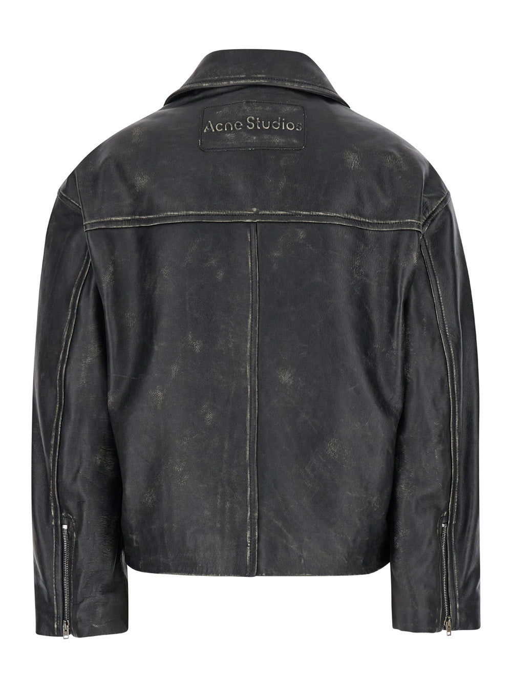 Acne Studios Women Black Biker Jacket In Vintage Looking Leather Woman
