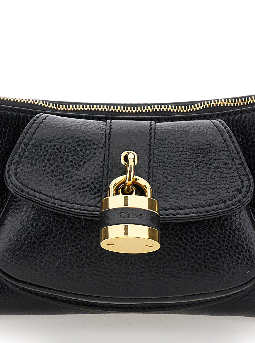 Chloé Women 'The 99' Black Shoulder Bag With Padlock In Hammered Leather Woman