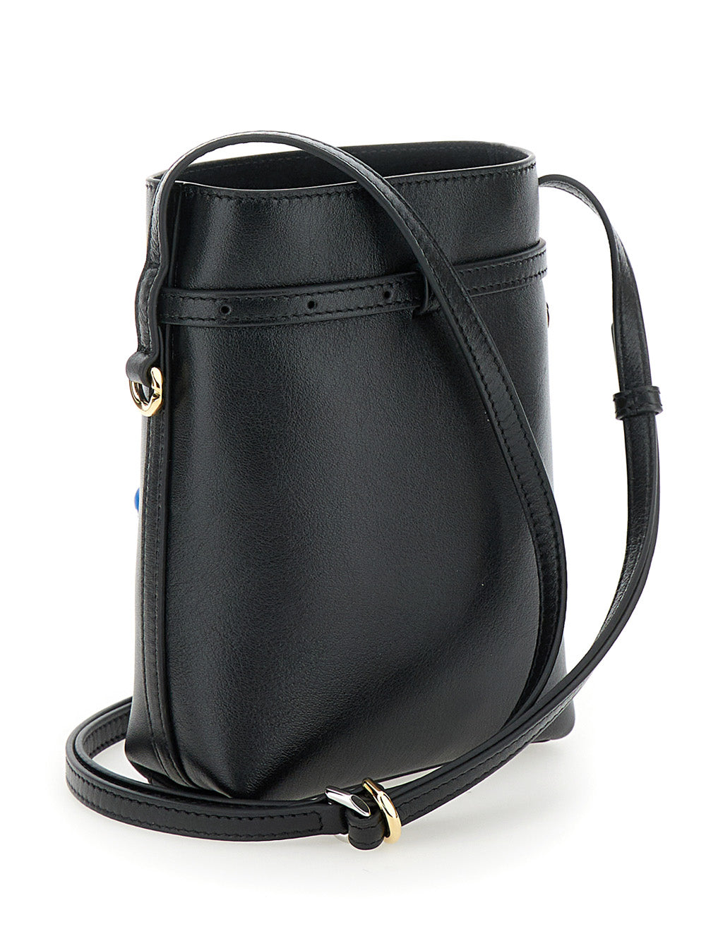 Givenchy Women 'Voyou' Black Crossbody Bag With Laminated Logo And Buckle In Leather Woman