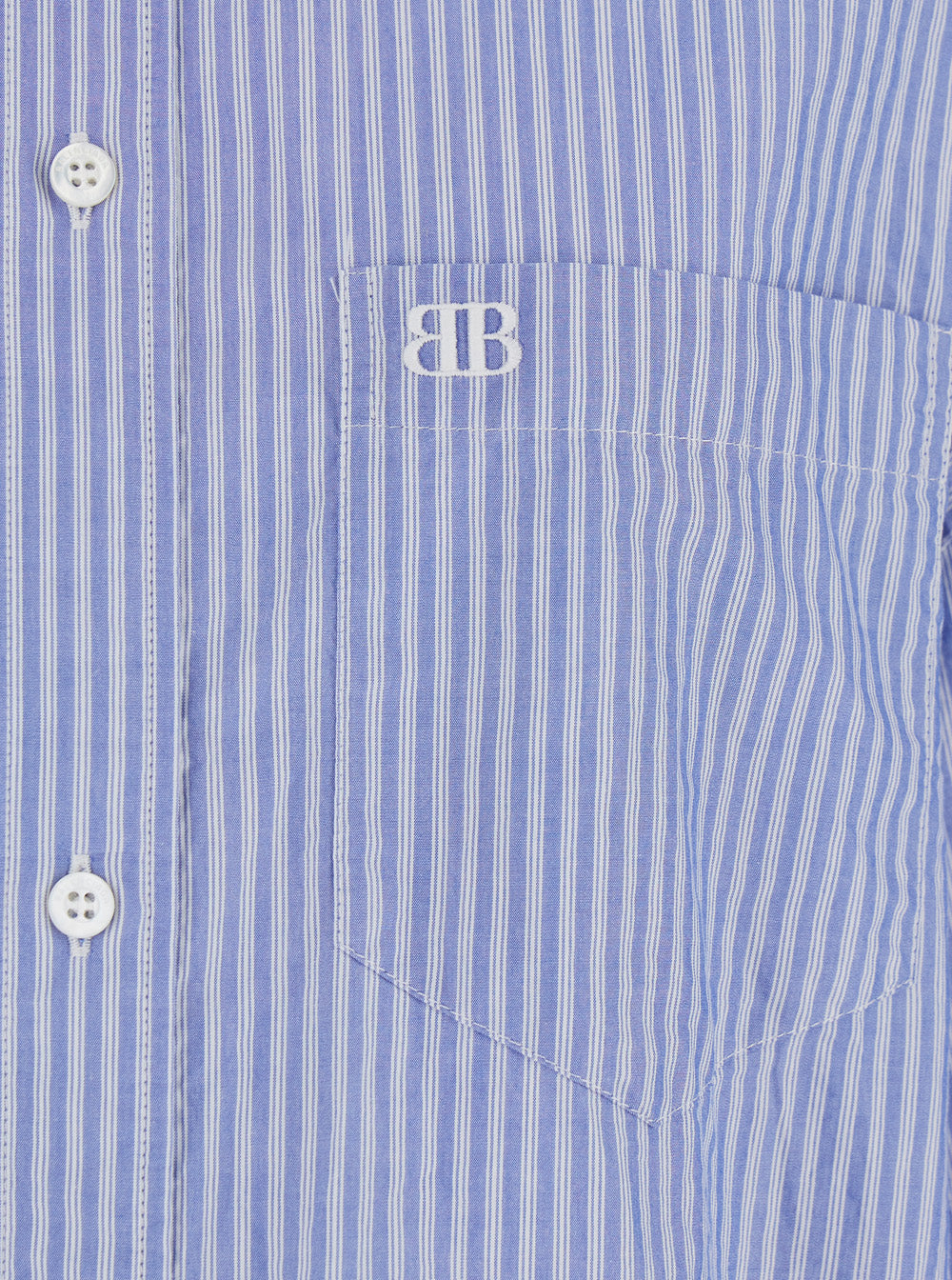 Balenciaga Women Light Blue And White Long Sleeve Shirt  With Stripes And Knot On The Back In Cotton Women