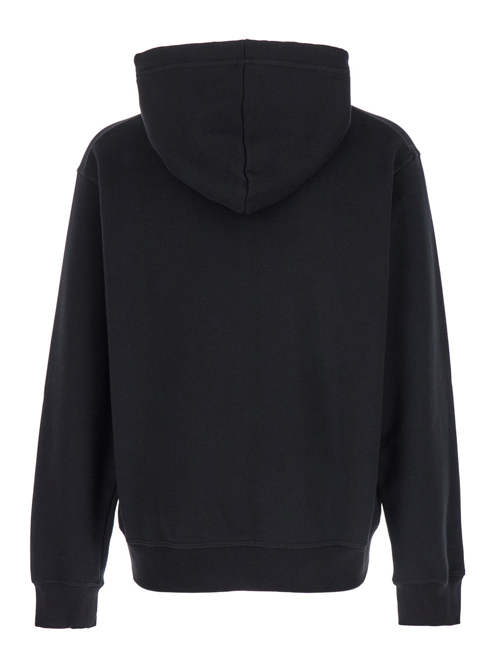 Dsquared2 Men Black Hoodie With Drawstring Hood And Maxi Logo Print On The Front In Cotton Man