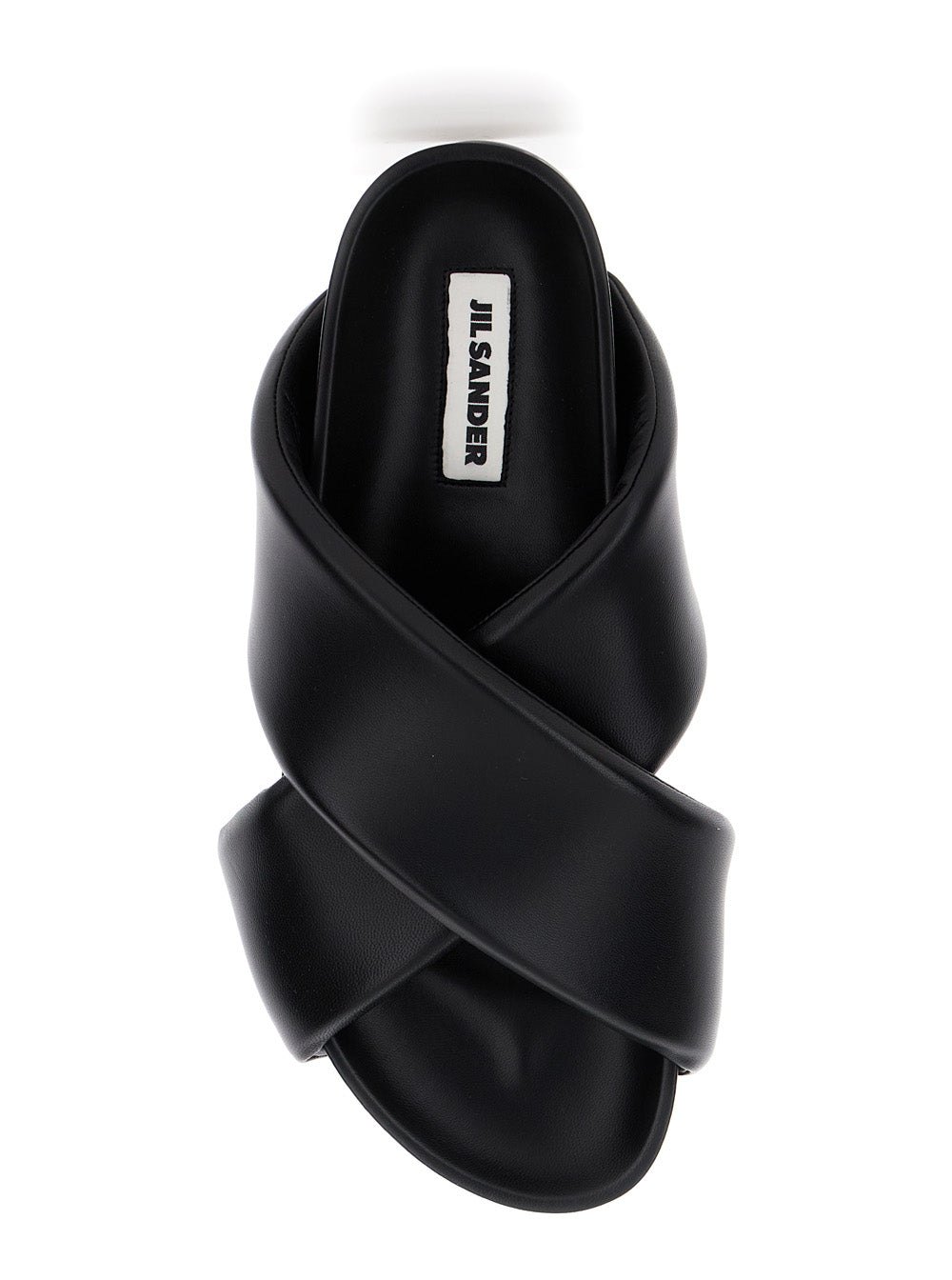 Jil Sander Men Black Sandals With Criss Cros Bands In Smooth Leather Man