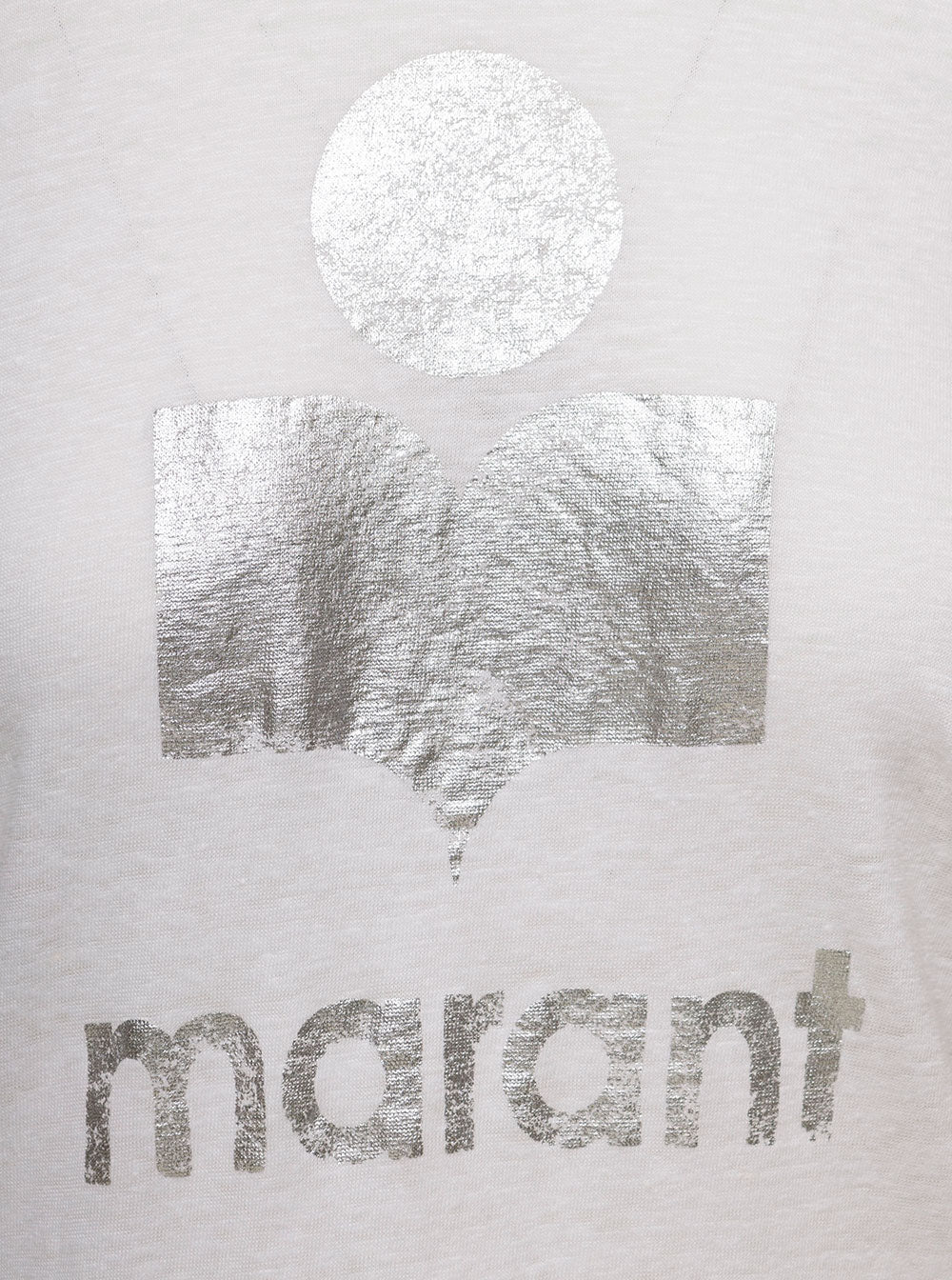 Isabel Marant Etoile Women 'Koldi' White Crewneck T-Shirt With Contrasting Logo In Linen Woman Isabel Marant Etoile
