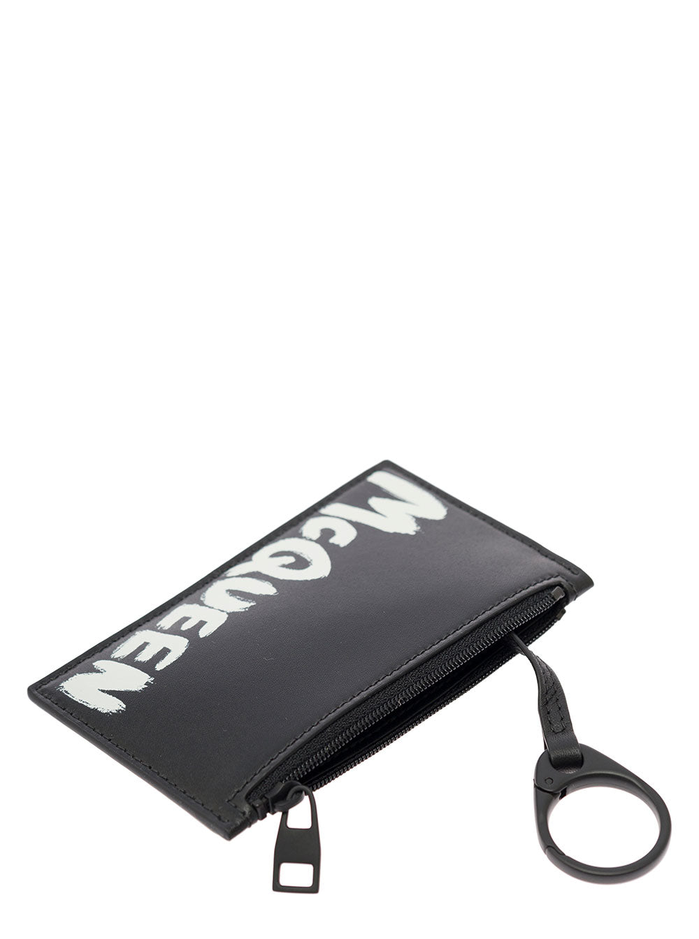 Alexander Mcqueen Men Black Card-Holder With Contrasting Graffiti Logo In Smooth Leather Man