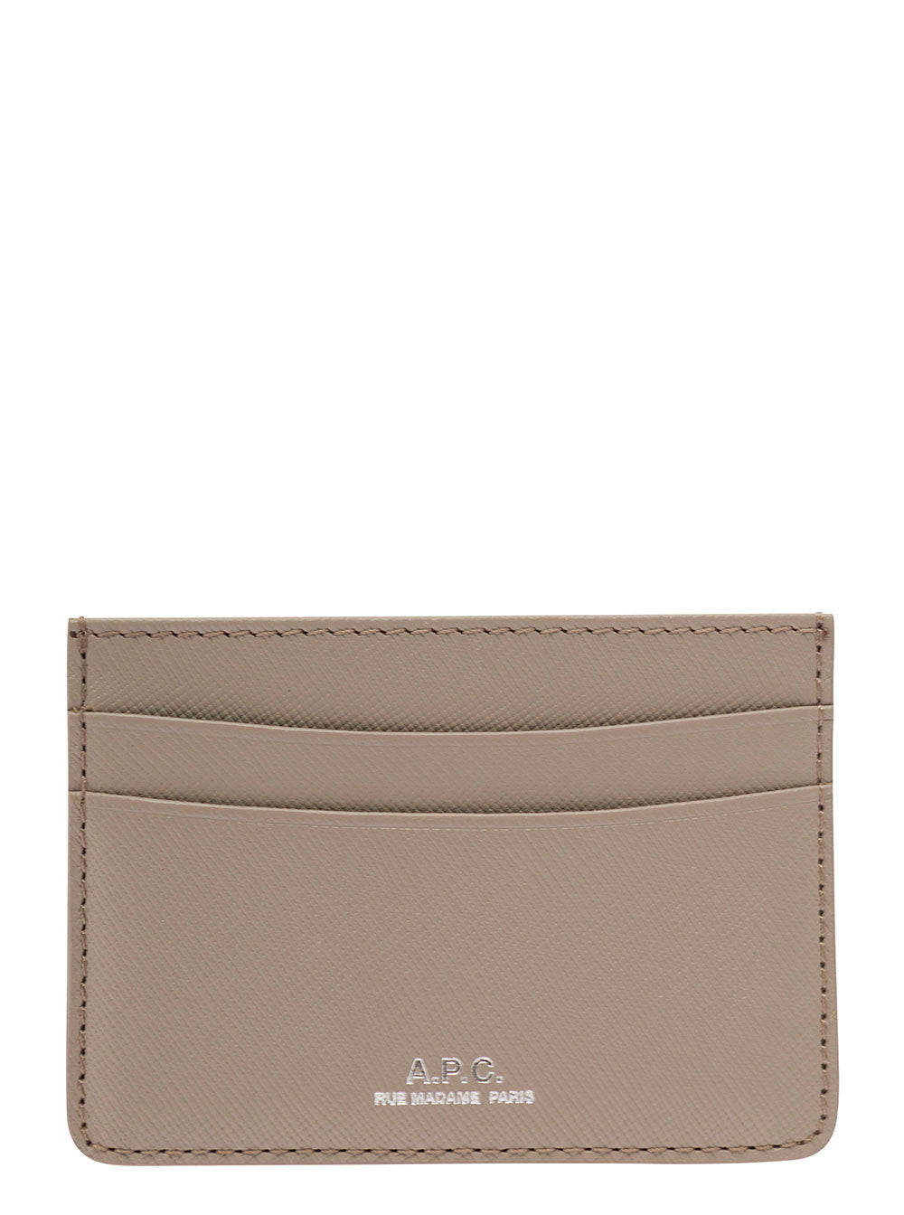 A.P.C. Men Grey Card Holder With Logo In Hammered Leather Woman