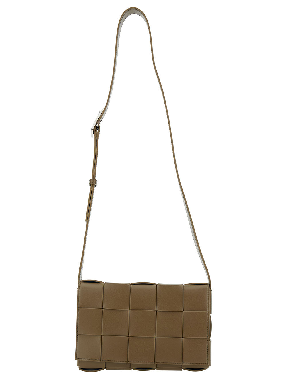 Bottega Veneta Men 'Medium Casette' Brown Crossbody Vag With Intreccio Motif In Leather Man