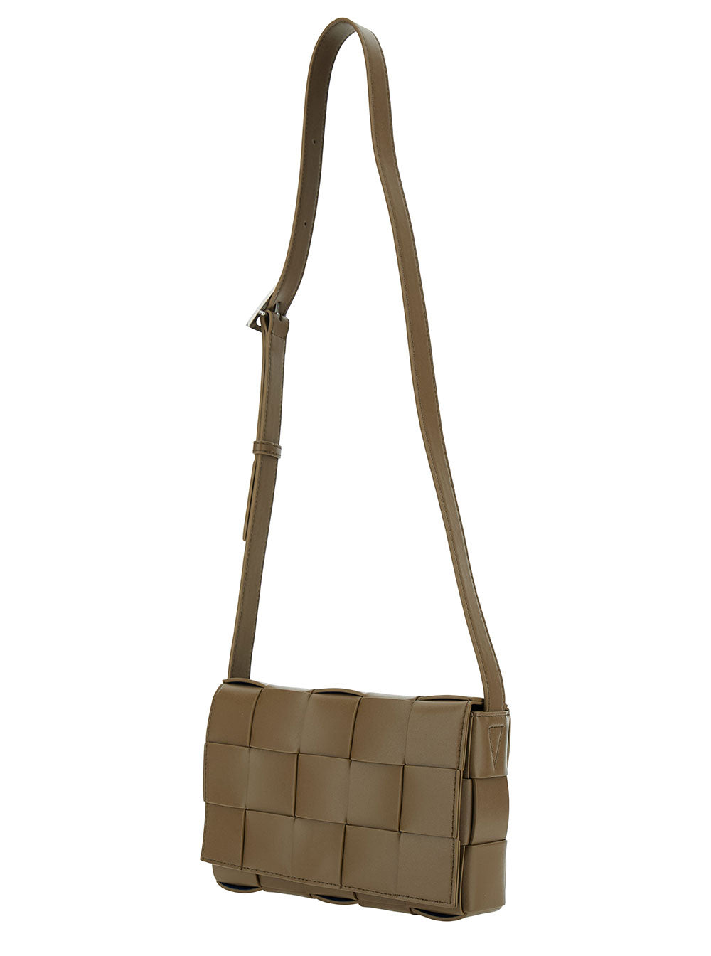 Bottega Veneta Men 'Medium Casette' Brown Crossbody Vag With Intreccio Motif In Leather Man