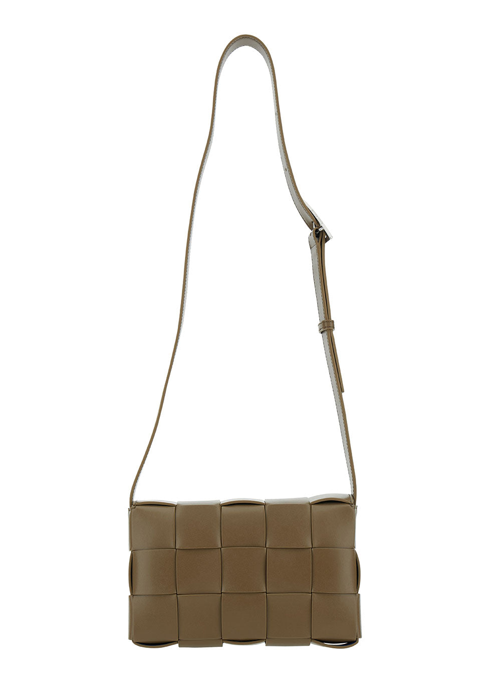 Bottega Veneta Men 'Medium Casette' Brown Crossbody Vag With Intreccio Motif In Leather Man