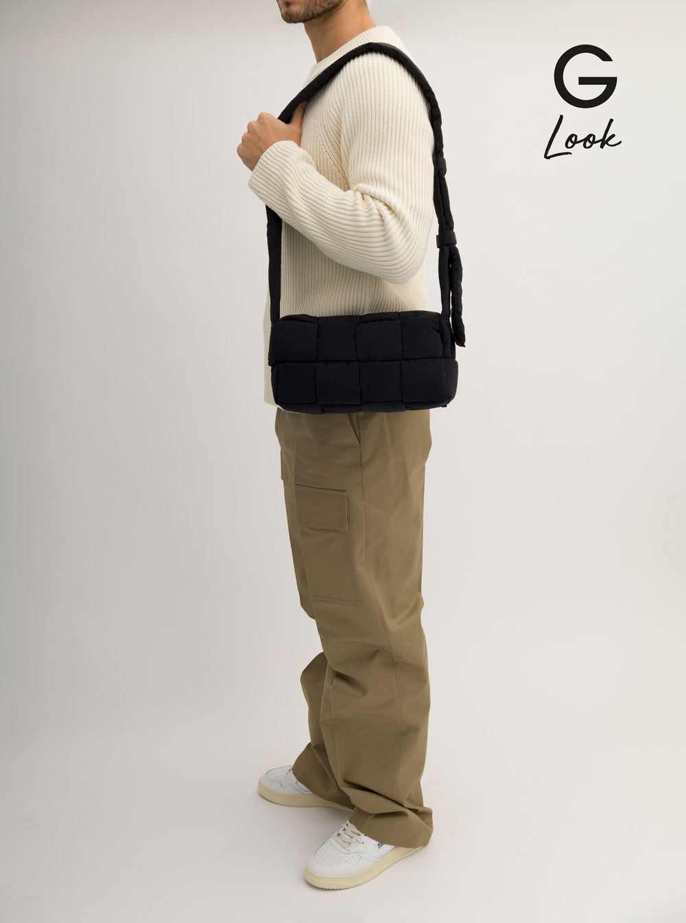 Bottega Veneta Men 'Padded Tech Cassette' Black Cross Body Bag In Techno Fabric Man