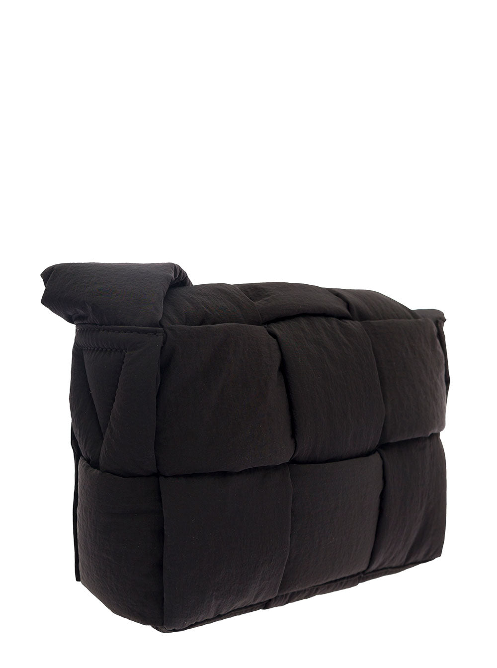 Bottega Veneta Men Black Shoulder Bag With Intreccio Motif In Nylon Man