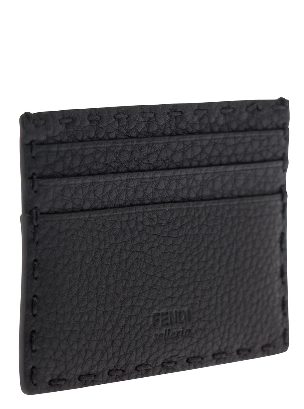 Fendi Men Black Card-Holder With Fendi Lettering In Leather Man
