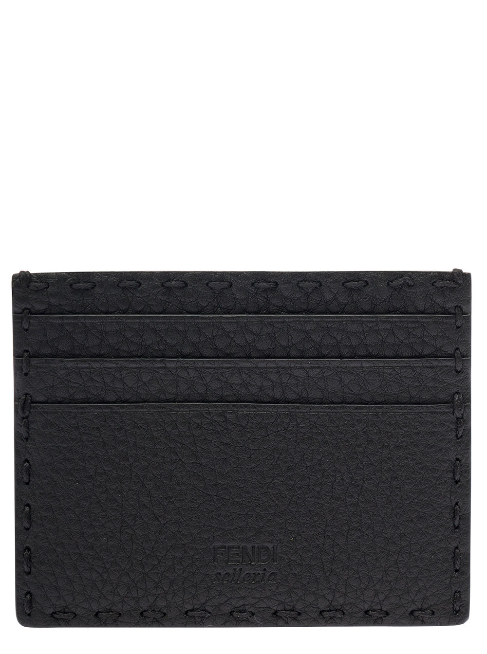 Fendi Men Black Card-Holder With Fendi Lettering In Leather Man