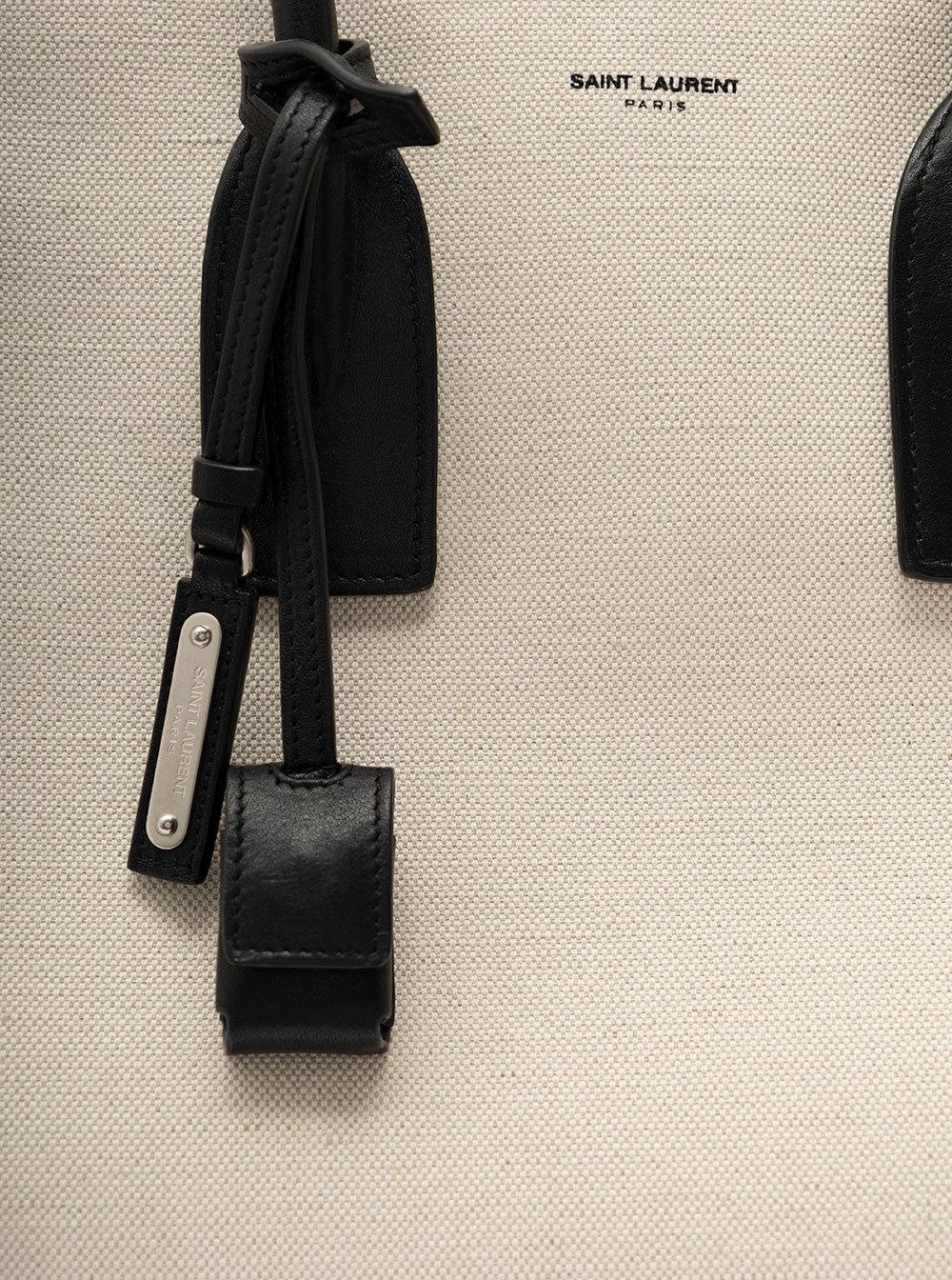 Saint Laurent Men 'Sac De Jour L' Beige Tote Bag With Brass Padlock In Canvas And Leather Man