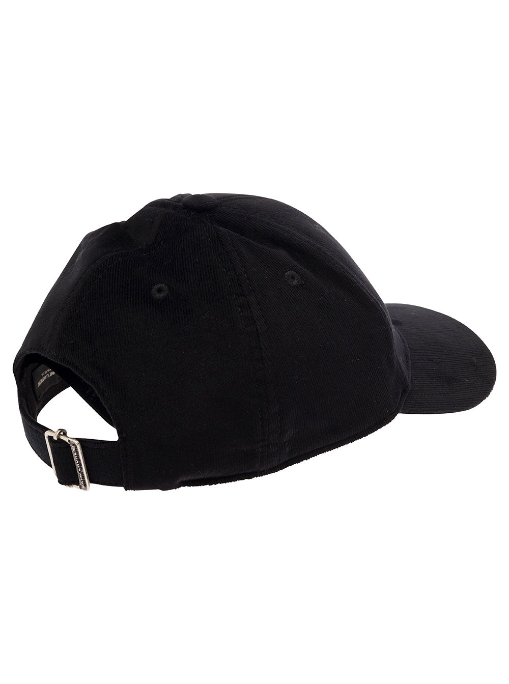 Saint Laurent Men Black Baseball Cap With Embossed Logo In Corduroy Man
