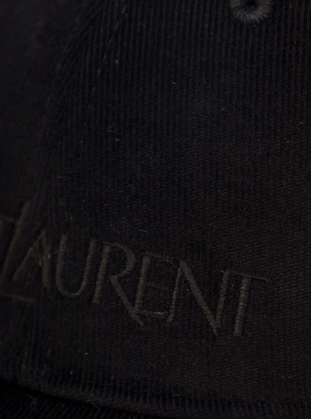 Saint Laurent Men Black Baseball Cap With Embossed Logo In Corduroy Man