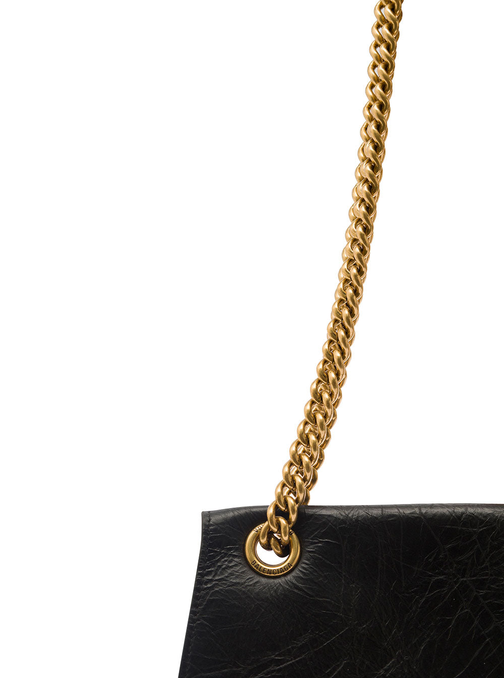 Balenciaga Women 'Crus Medium' Black Shoulder Bag With B Logo Hardware In Crushed Leather Woman