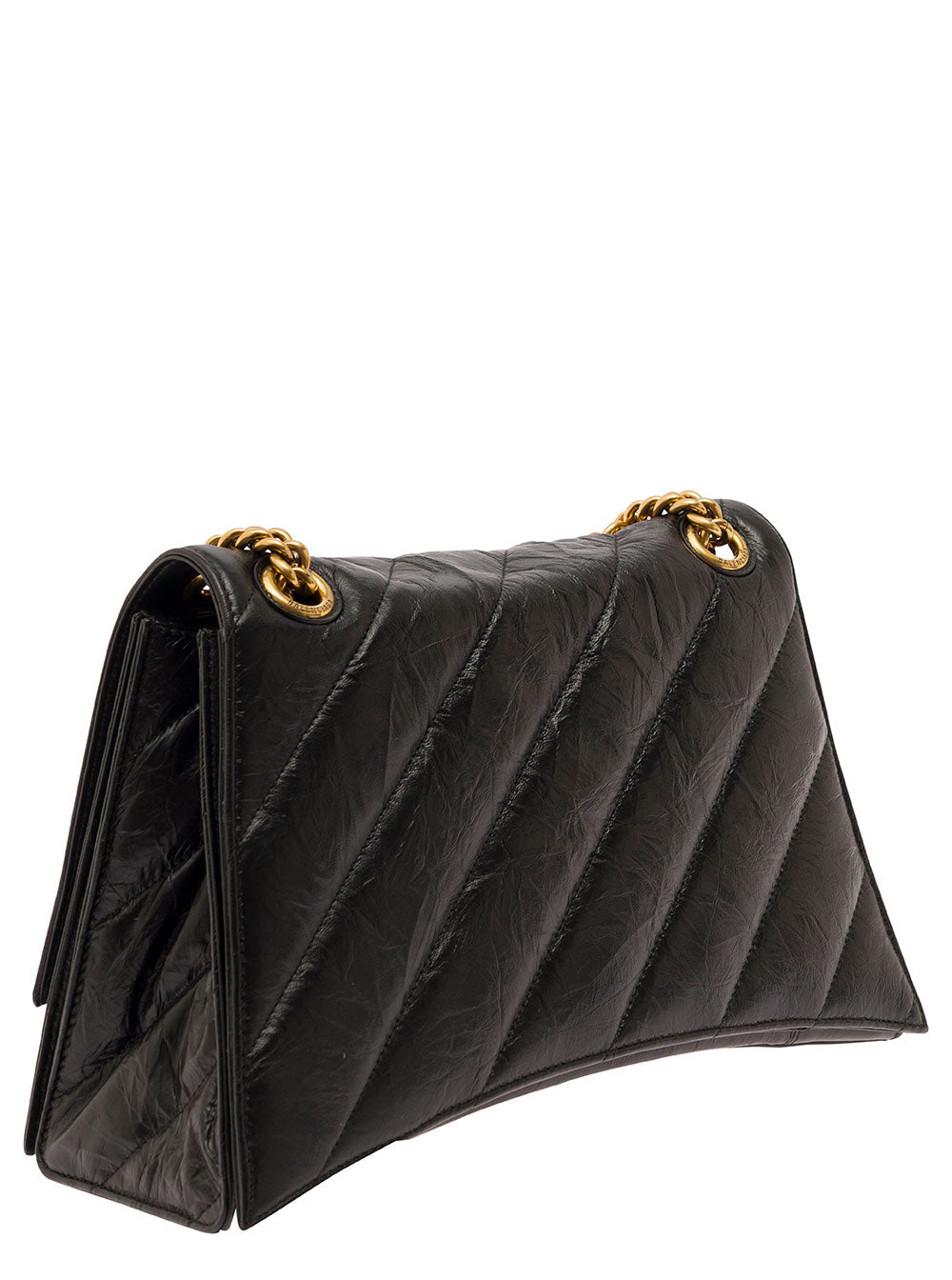 Balenciaga Women 'Crush Media' Black Quilted Cross Body Bag In Leather Woman