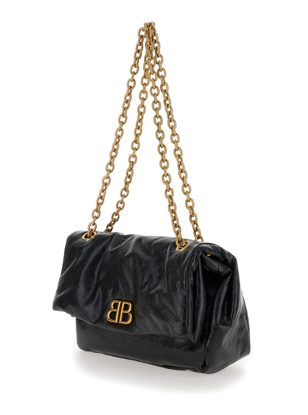 Balenciaga Women 'Monaco Chain' Black Shoulder Bag In Leather Woman