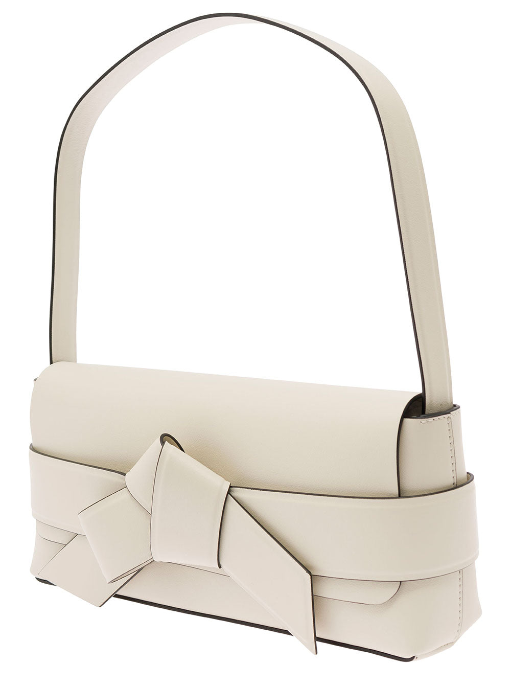 Acne Studios Women White Shoulder Bag With Musubi Knot Detail In Leather Woman