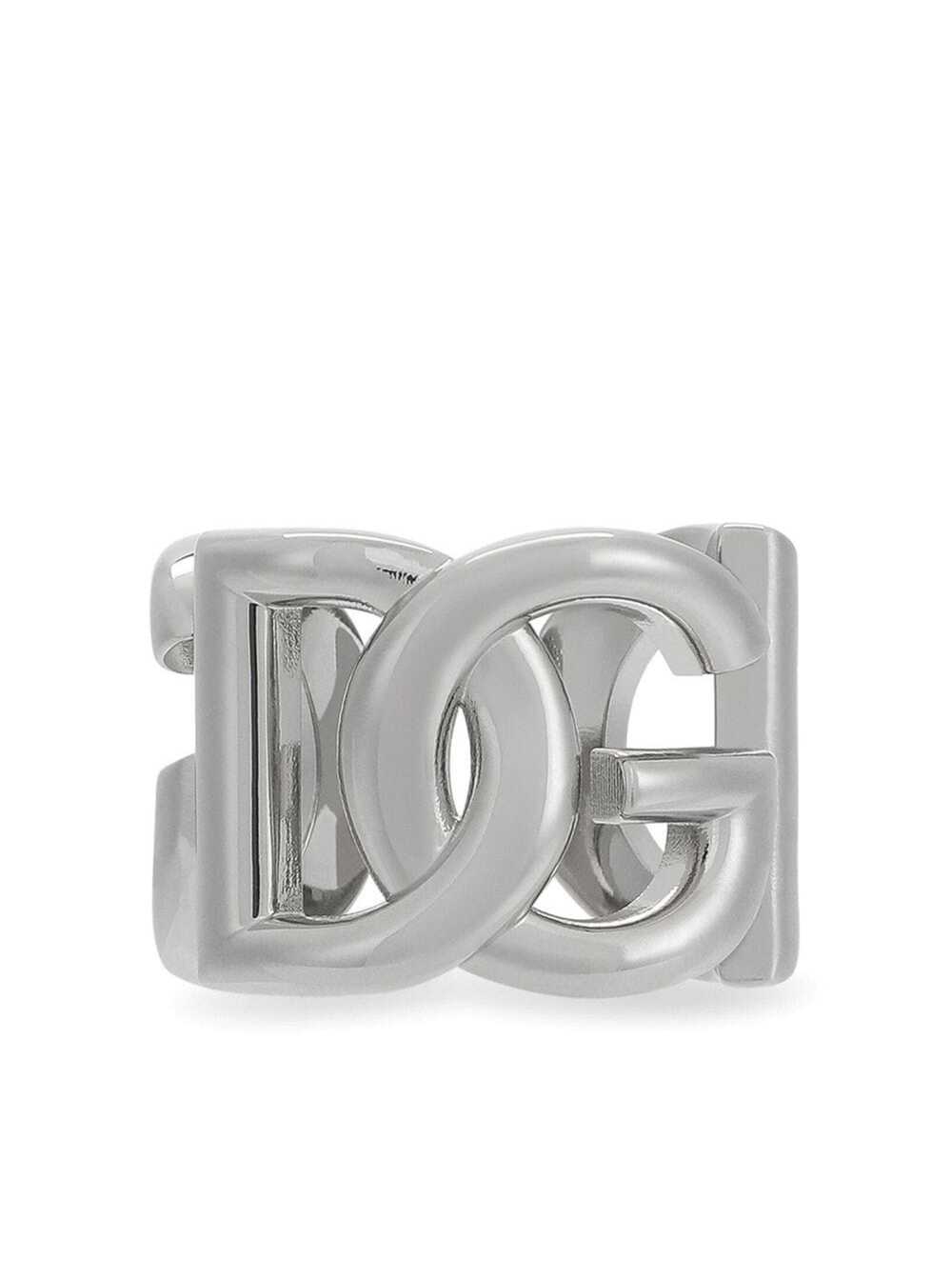 Dolce & Gabbana Men Silver-Tone Chunky Logo Ring In Brass Man