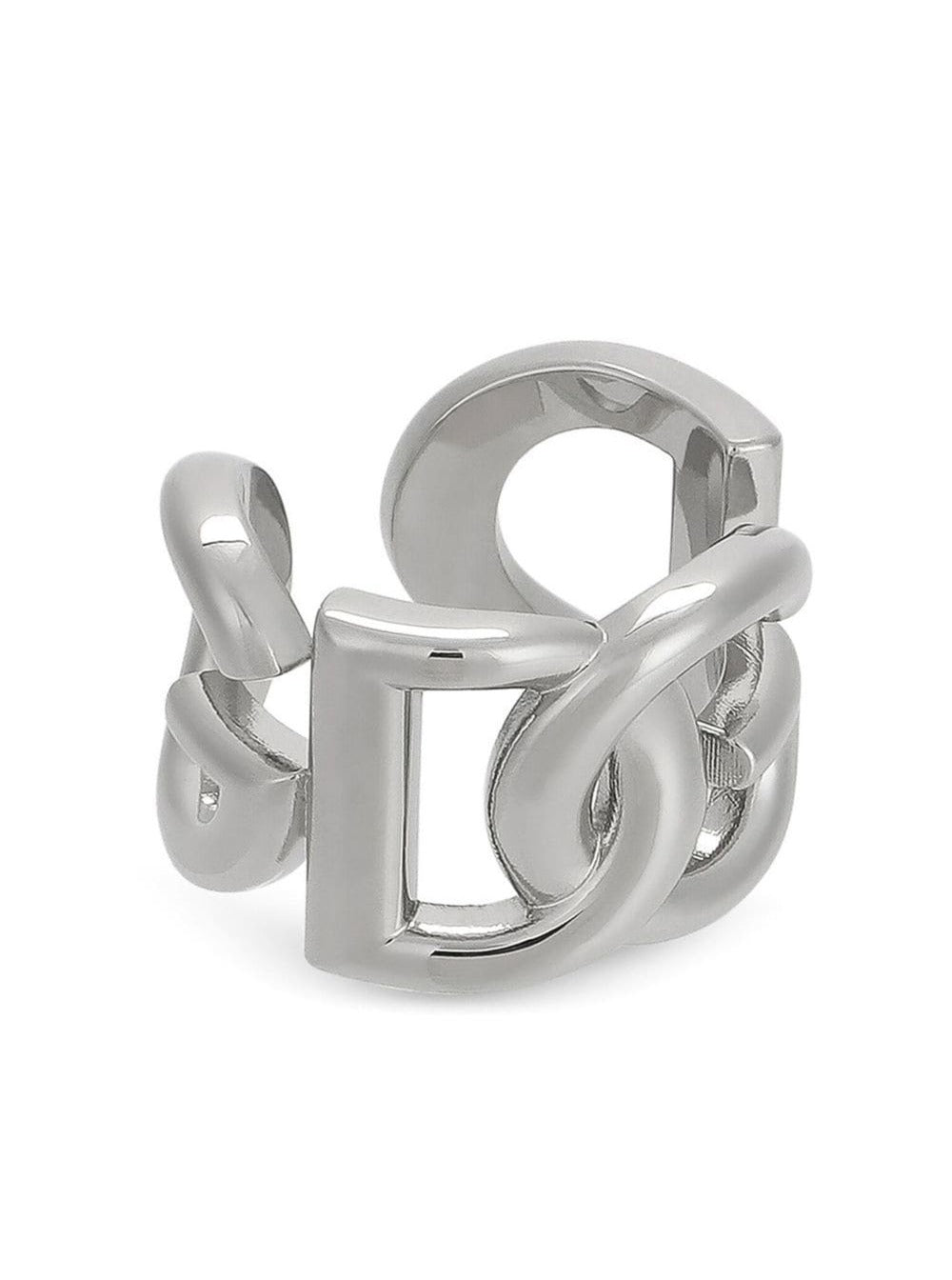 Dolce & Gabbana Men Silver-Tone Chunky Logo Ring In Brass Man