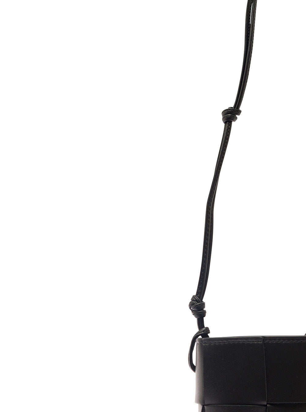 Bottega Veneta Women 'Phone Pouch' Black Shoulder Bag With Knot Details In Intreccio Nappa Leather Woman