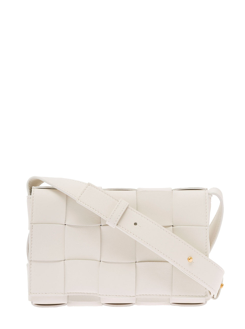Bottega Veneta Women 'Small Cassette'  White Crossbody Bag In Intreccio Nappa Leather Woman Bottega Veneta