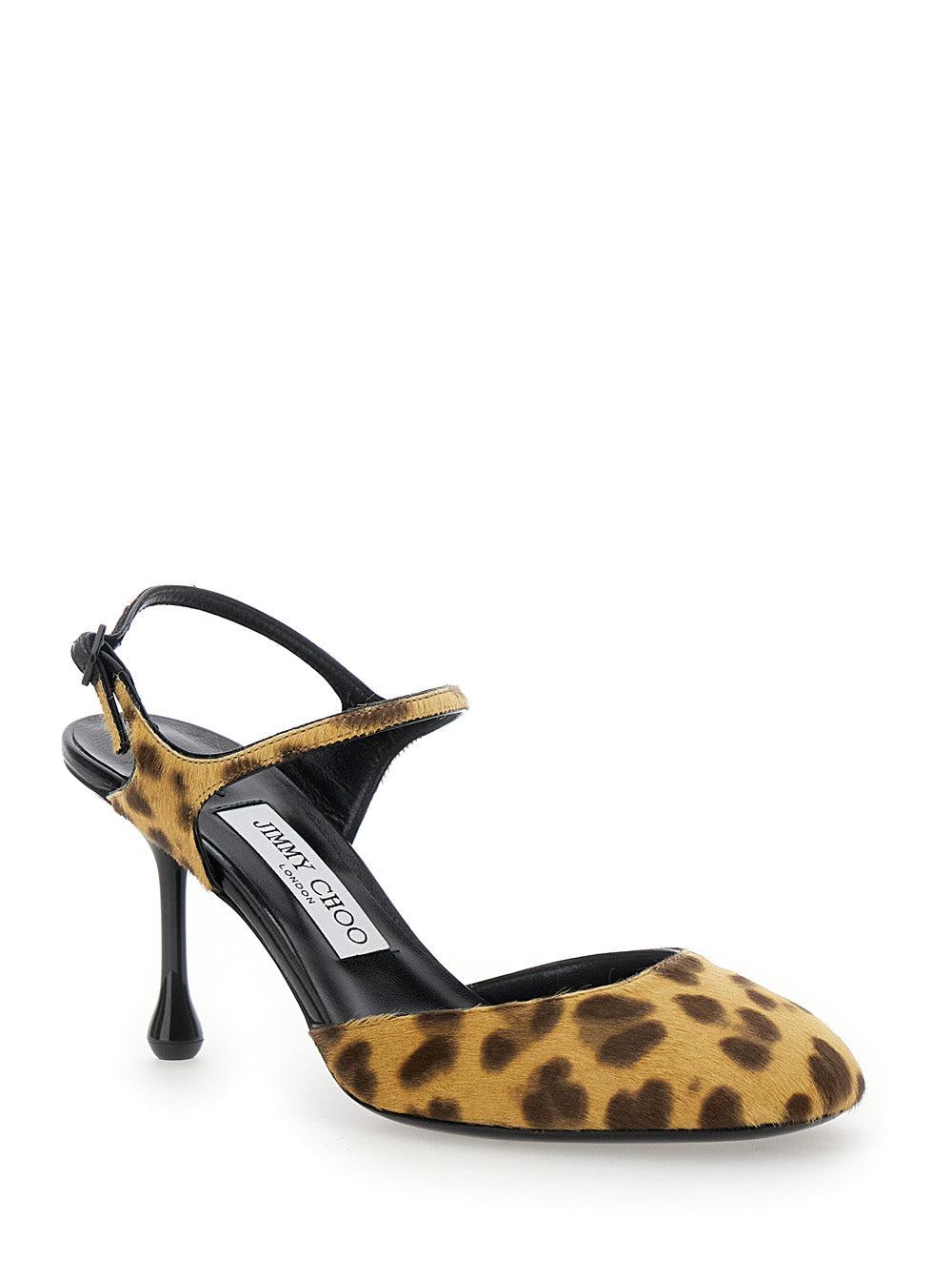 Jimmy Choo Women 'Pixie' Brown Pumps With High Sculpted Heel And All-Over Leopard Print In Tech Fabric Woman