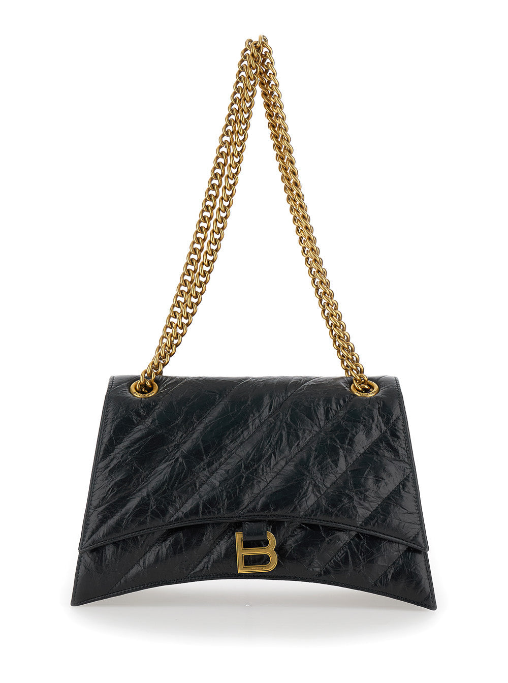Balenciaga Women 'Crush M' Black Crossbody Bag With B Logo In Crush Quilted Leather Woman