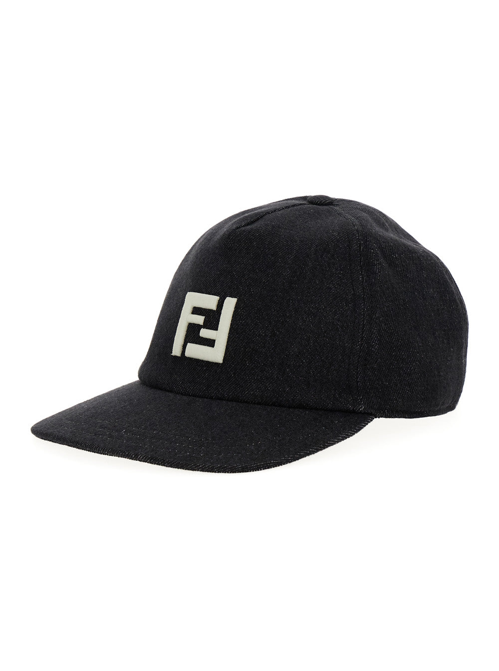Fendi Men Black Baseball Cap With Embroidered Ff Logo In Cotton Man