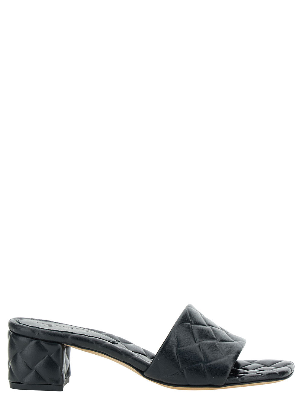 Bottega Veneta Women Black Mules With Intreccio Motif In Leather Woman