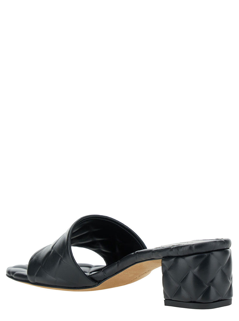 Bottega Veneta Women Black Mules With Intreccio Motif In Leather Woman