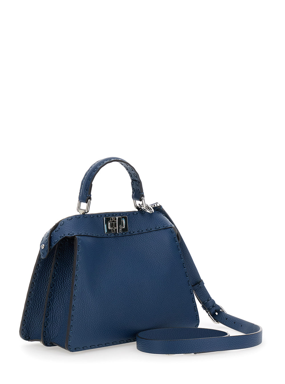 Fendi Women 'Peekaboo Iseeu Small' Blue Handbag With Shoulder Strap In Leather Woman
