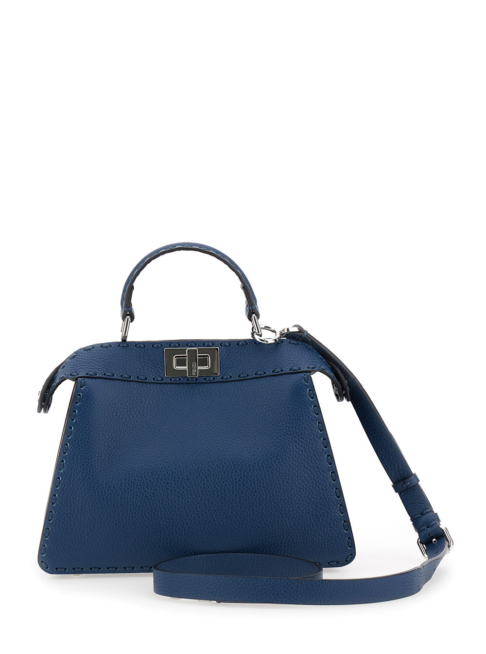 Fendi Women 'Peekaboo Iseeu Small' Blue Handbag With Shoulder Strap In Leather Woman