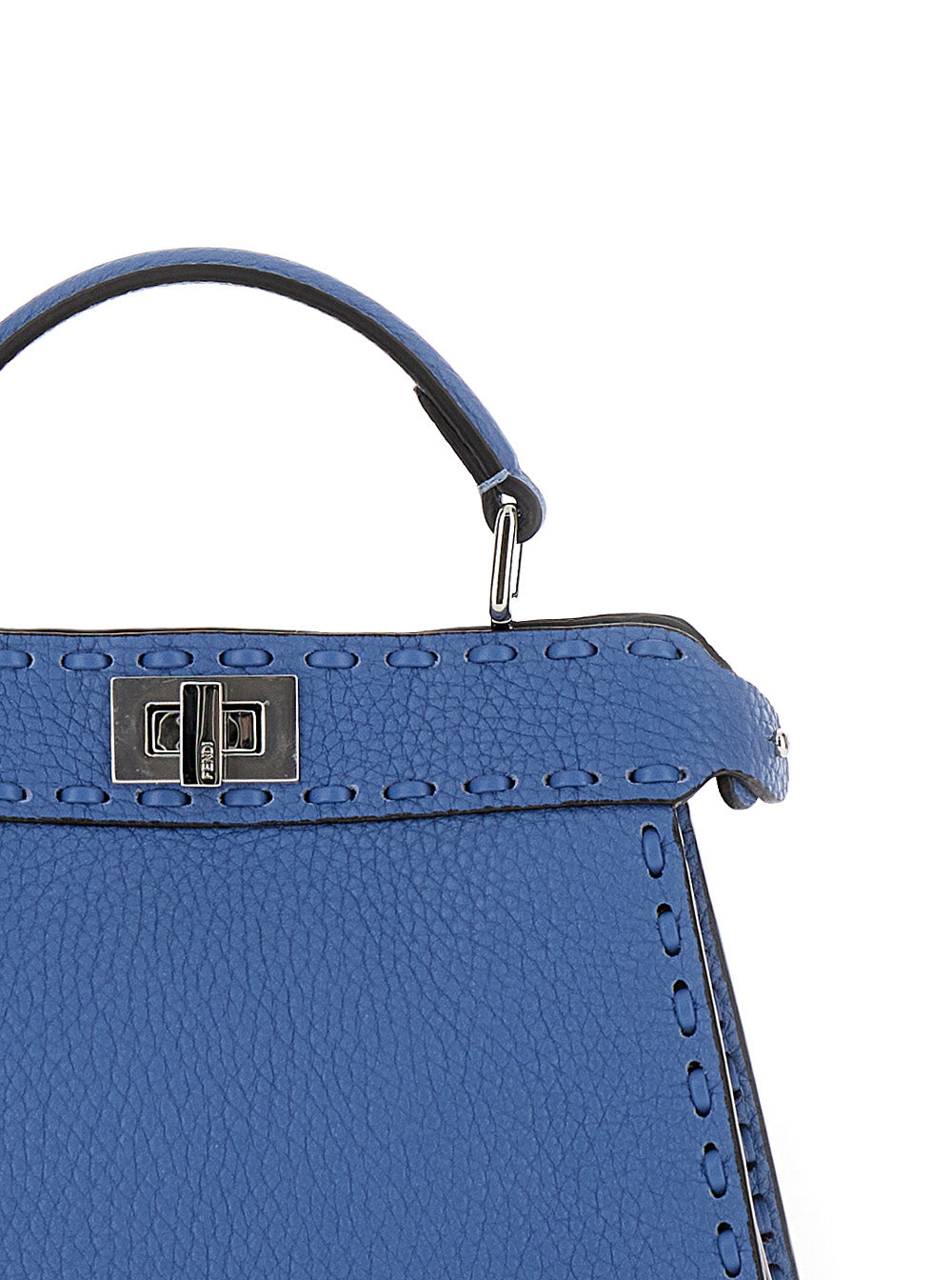 Fendi Women 'Peekaboo Iseeu Petite' Blue Handbag With Twist Lock Closure In Full-Grain Leather Woman