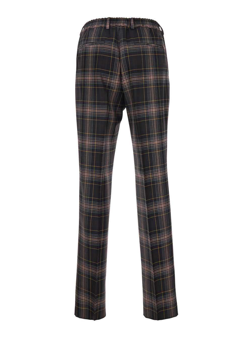 Fendi Men Brown Pants With All-Over Tartan Motif In Wool Man